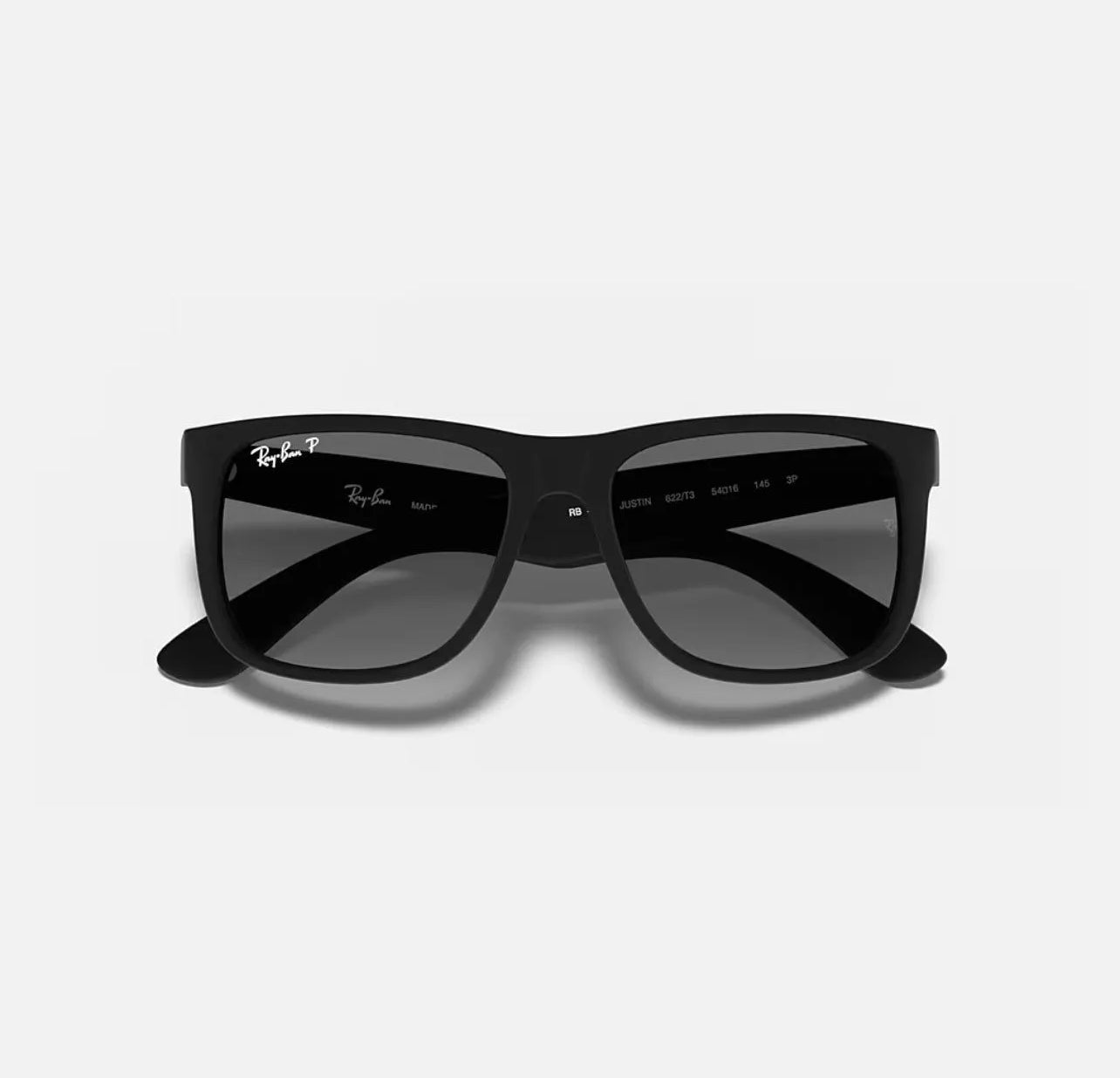 Ray-Ban JUSTIN CLASSIC Sunglasses in Rubber Black and Light Grey - RB4165