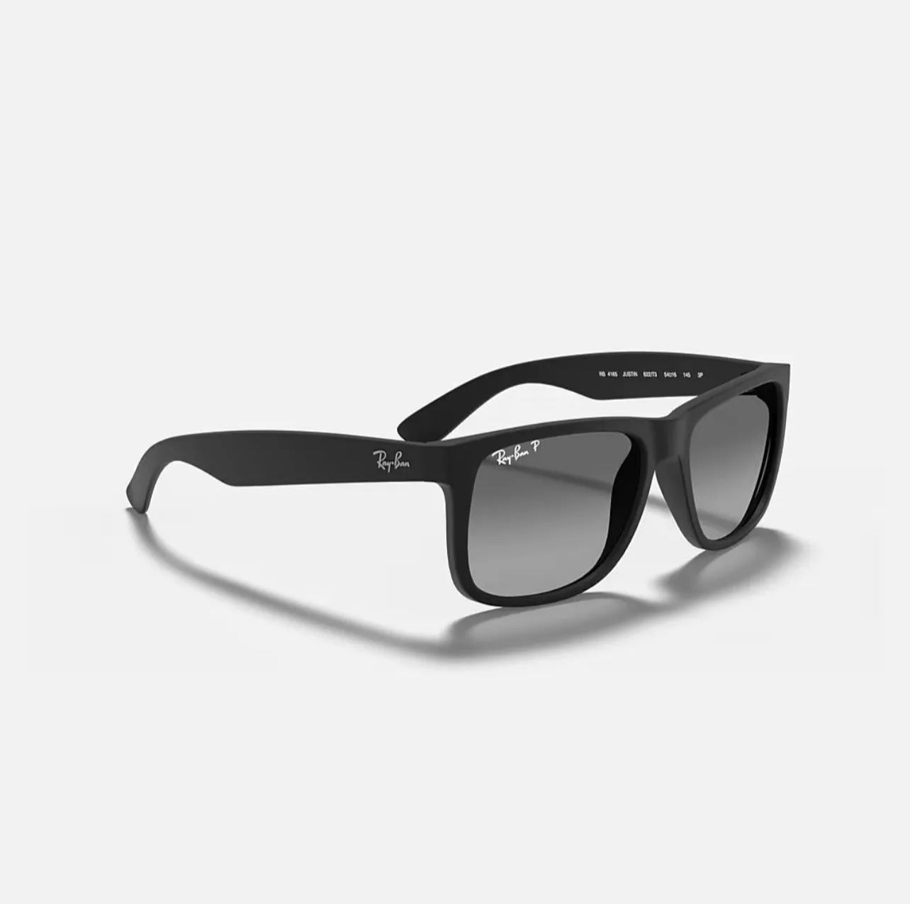 Ray-Ban JUSTIN CLASSIC Sunglasses in Rubber Black and Light Grey - RB4165