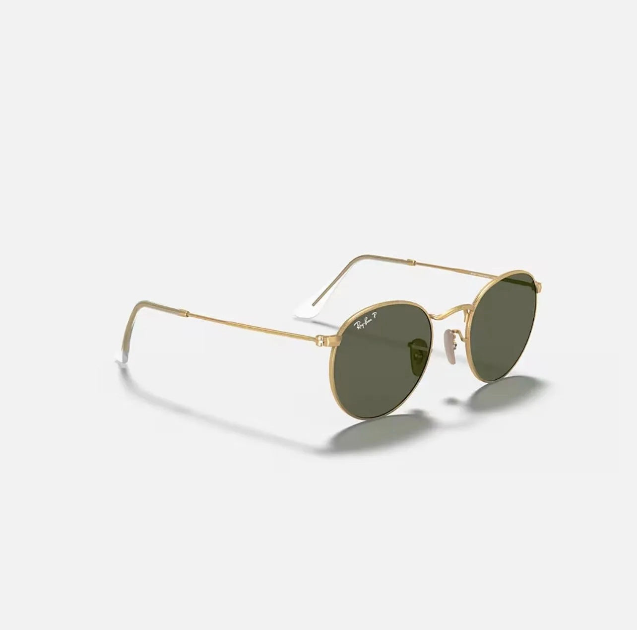 Ray-Ban RB3447 Round Metal Gold Frame Green polarized Lens