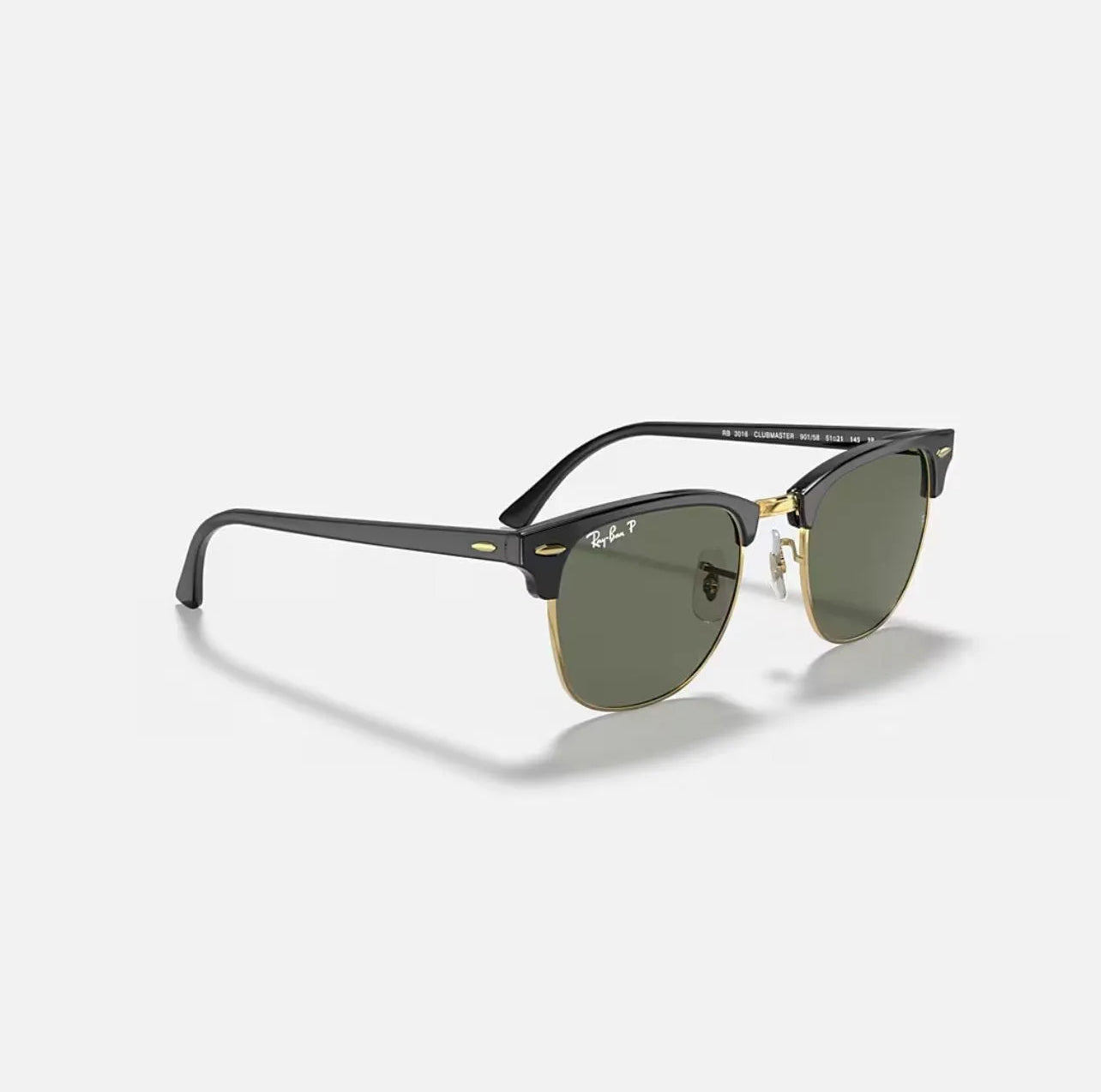 Ray-Ban RB3016 Classic Clubmaster Black Frame green polarized Lenses