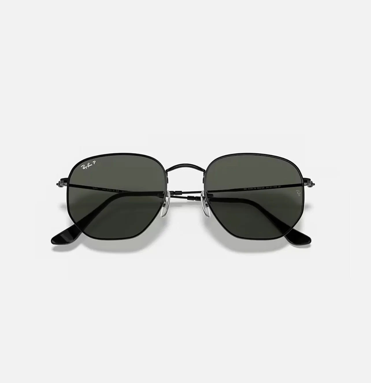 Ray-Ban RB3548 Hexagonal Flat black Frame Green polarized Lenses