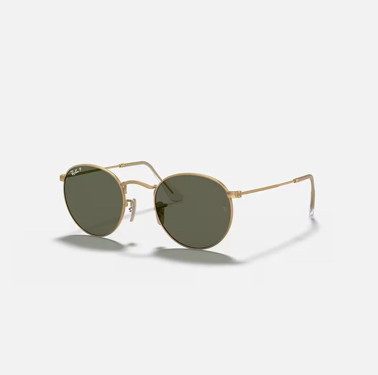 Ray-Ban RB3447 Round Metal Gold Frame Green polarized Lens