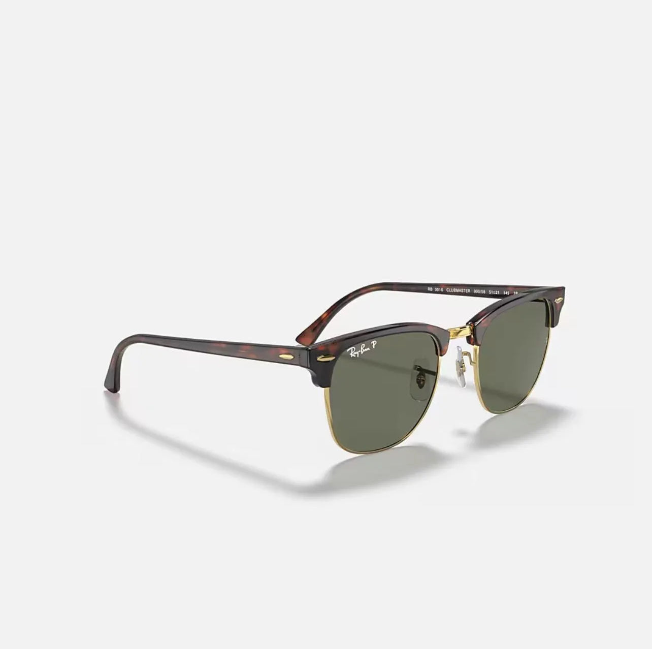 Ray-Ban RB3016 Clubmaster Classic Tortoise Frame Green polarized lenses