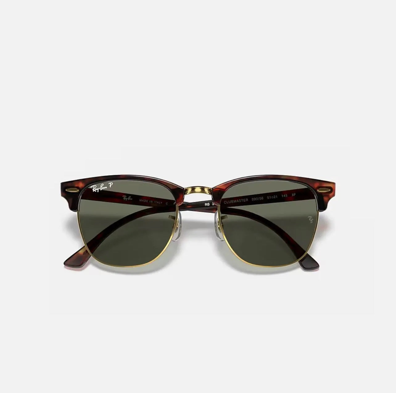 Ray-Ban RB3016 Clubmaster Classic Tortoise Frame Green polarized lenses