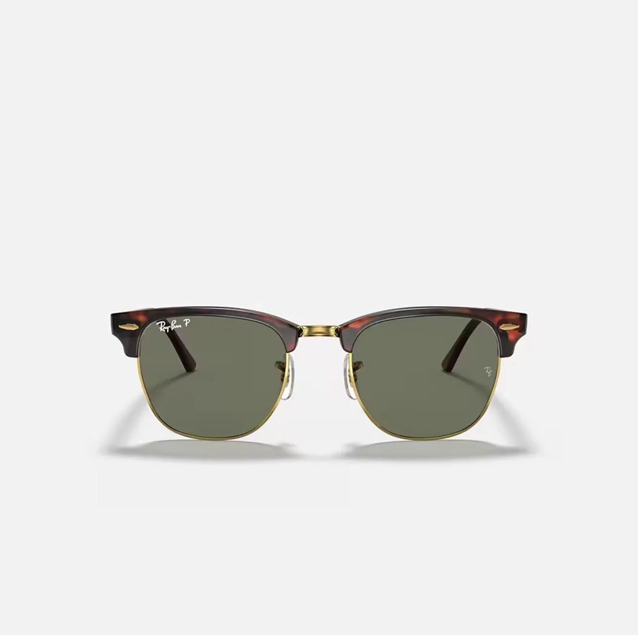 Ray-Ban RB3016 Clubmaster Classic Tortoise Frame Green polarized lenses