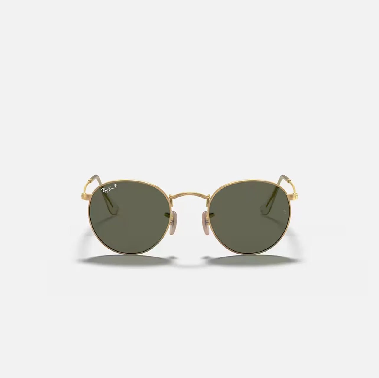 Ray-Ban RB3447 Round Metal Gold Frame Green polarized Lens