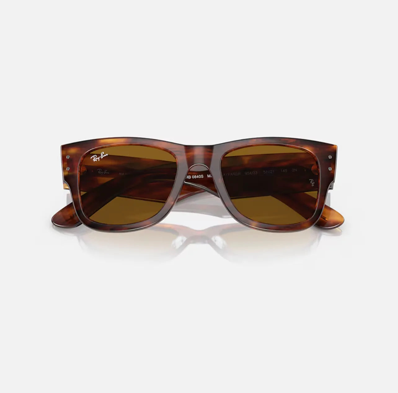 Ray-Ban MEGA WAYFARER RB0840S Polished Striped Havana frame brown lens