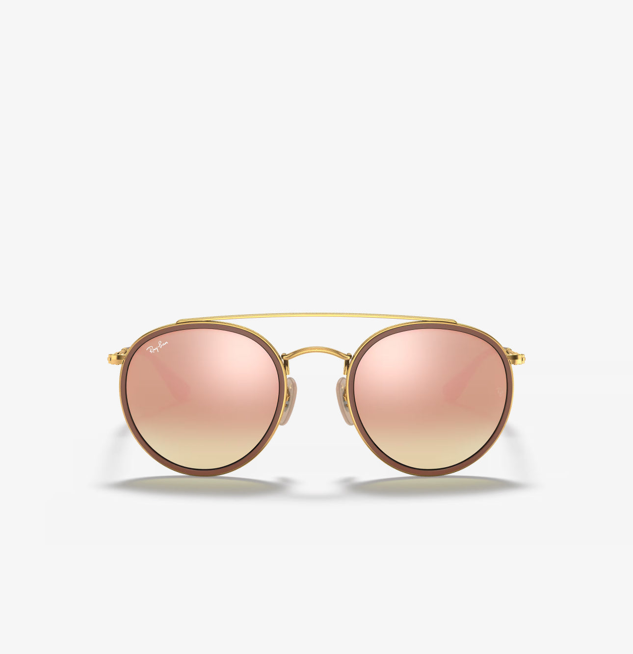 Ray-Ban Round Double Bridge Gold frame brown Lens