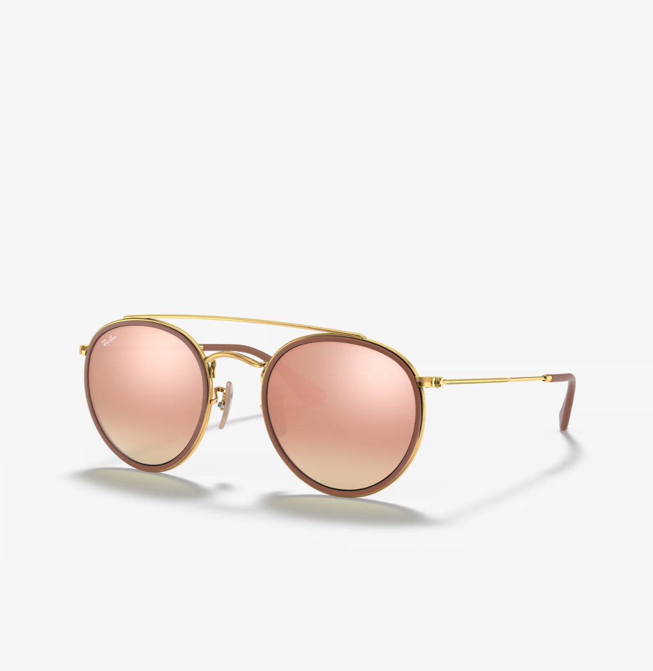 Ray-Ban Round Double Bridge Gold frame brown Lens
