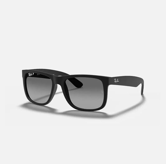 Ray Ban JUSTIN CLASSIC Sunglasses in Rubber Black and Light Grey - RB4165