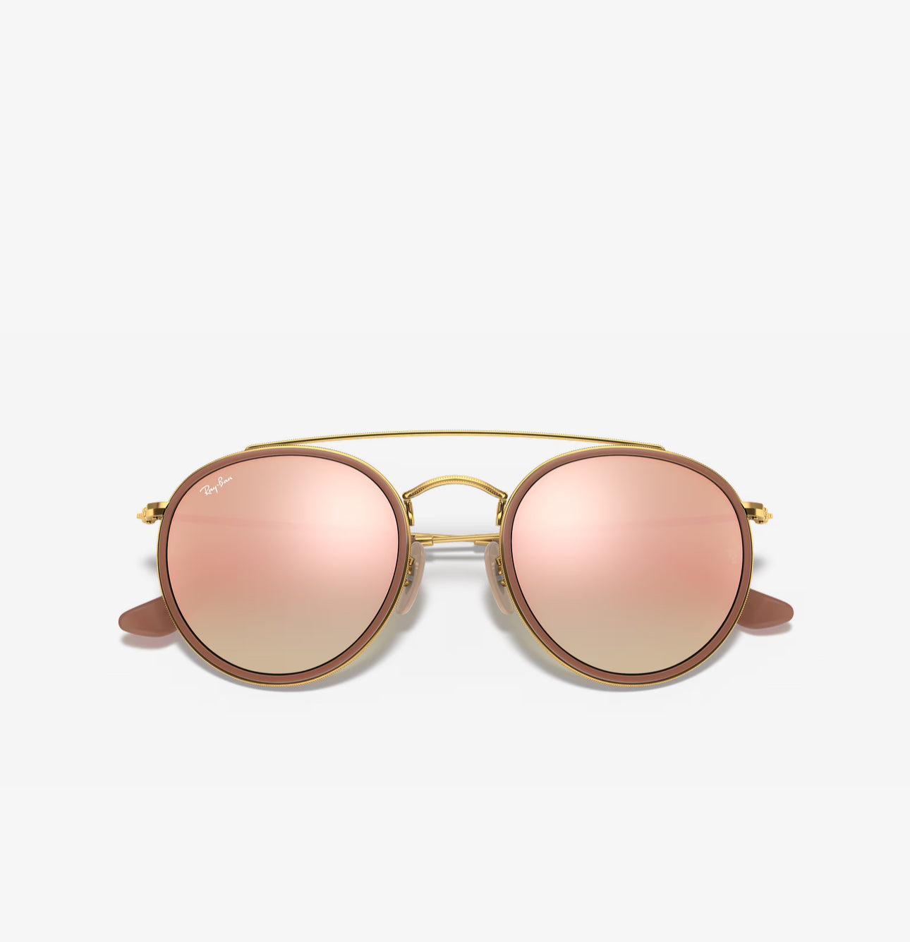 Ray-Ban Round Double Bridge Gold frame brown Lens