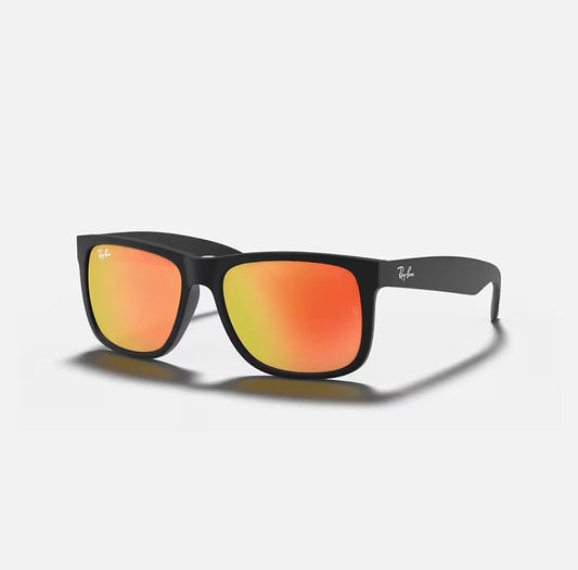 Ray-Ban JUSTIN COLOR MIX Rubber Black Frame and Red Mirror - RB4165