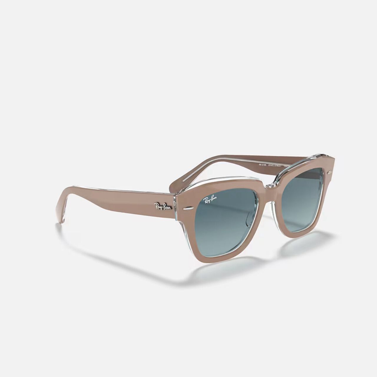 Ray-Ban State Street Polished Beige On Transparent Frame Blue Gradient Lens