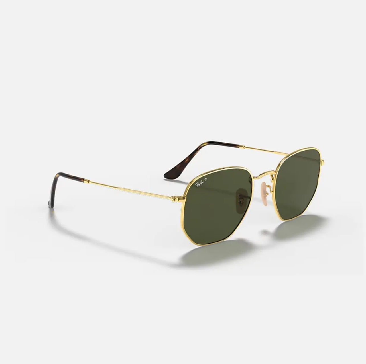 Ray-Ban RB3548 Hexagonal Flat Gold Frame Green polarized Lenses