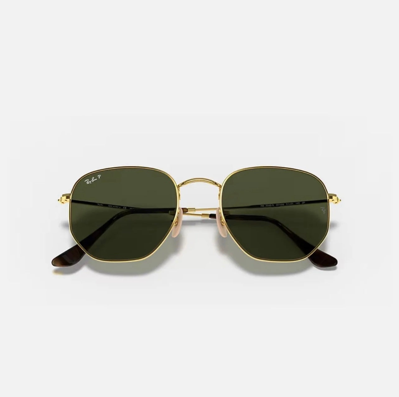 Ray-Ban RB3548 Hexagonal Flat Gold Frame Green polarized Lenses