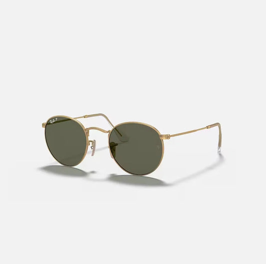 Ray-Ban RB3447 Round Metal Gold Frame Green polarized Lens