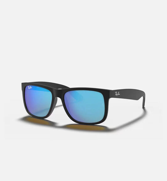 Ray-Ban JUSTIN COLOR MIX Sunglasses in Rubber Black and Blue Mirror - RB4165