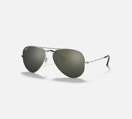 Ray-Ban silver RB3025 Silver Frame Green Polarised lens