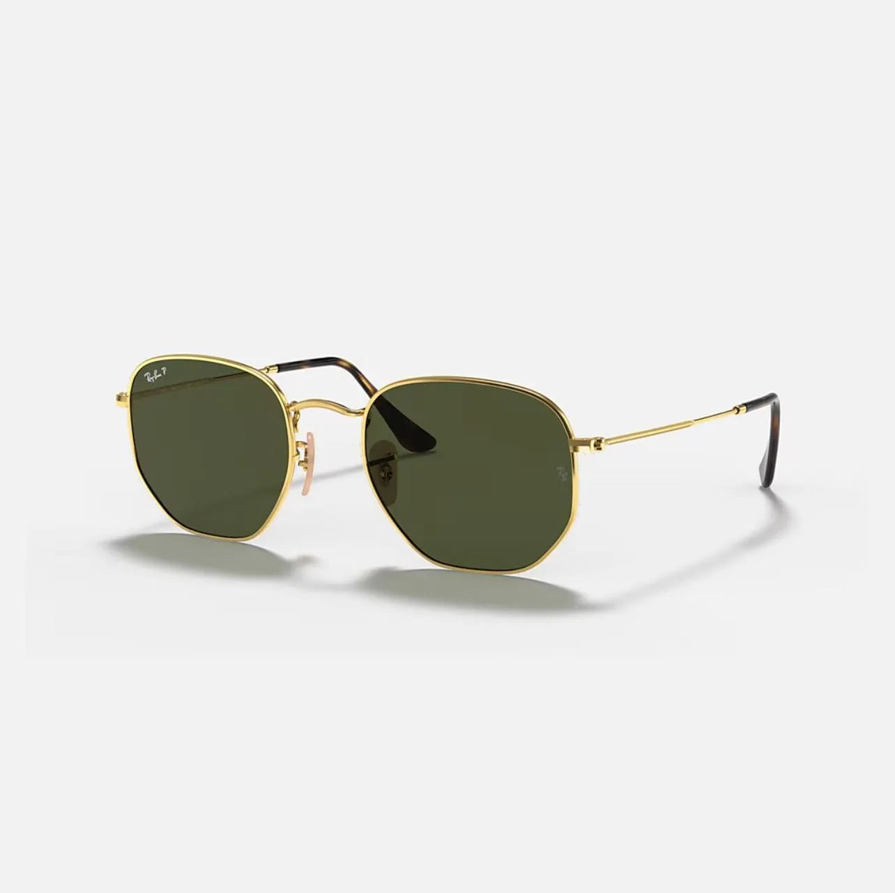 Ray-Ban RB3548 Hexagonal Flat Gold Frame Green polarized Lenses