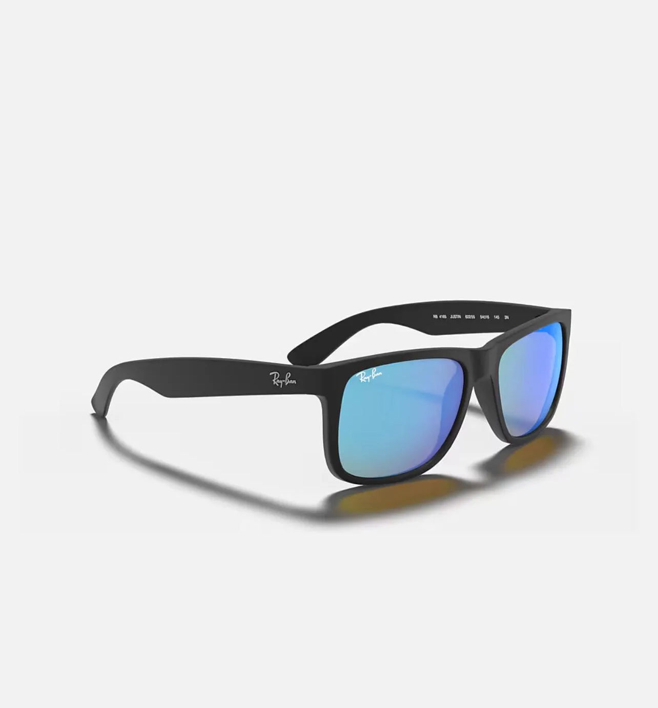 Ray-Ban JUSTIN COLOR MIX Sunglasses in Rubber Black and Blue Mirror - RB4165