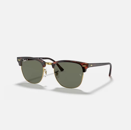 Ray-Ban RB3016 Clubmaster Classic Tortoise Frame Green polarized lenses
