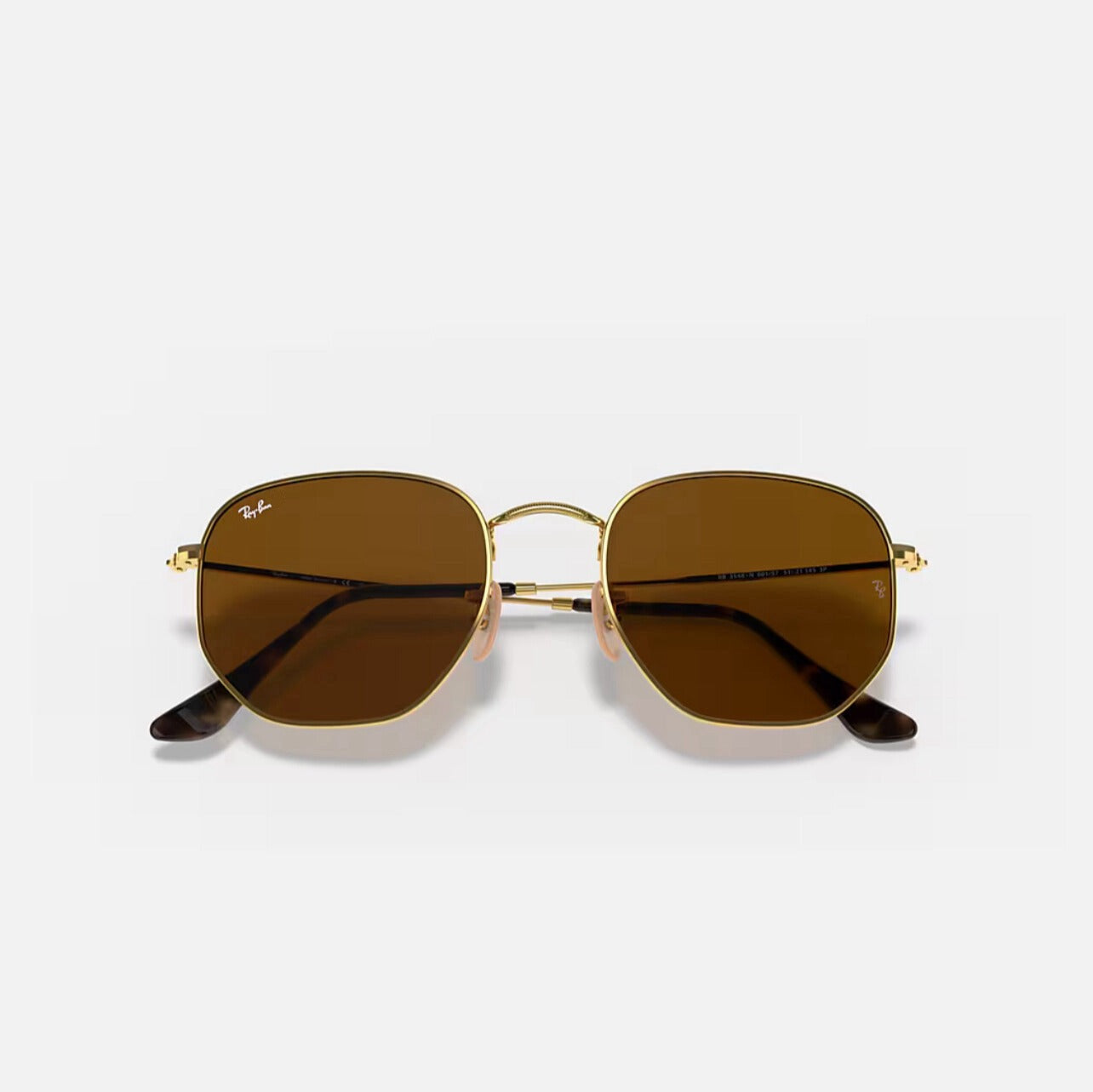 Ray-Ban RB3548 Hexagonal Flat Gold Frame brown Lenses