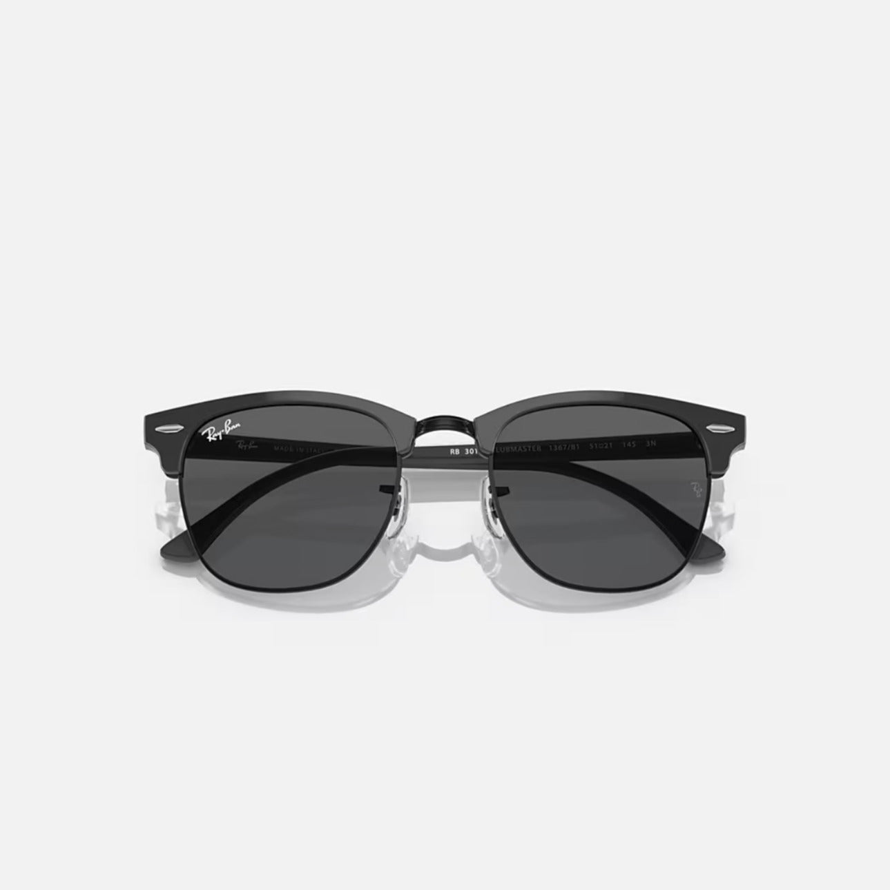 Ray-Ban RB3016 Clubmaster Polished Grey On Black Frame grey lenses 54-18